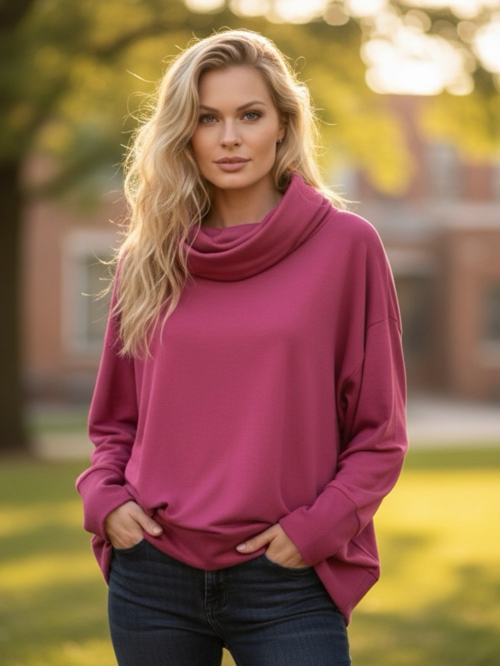 Garnet Hill Rose Cowlneck Sweater